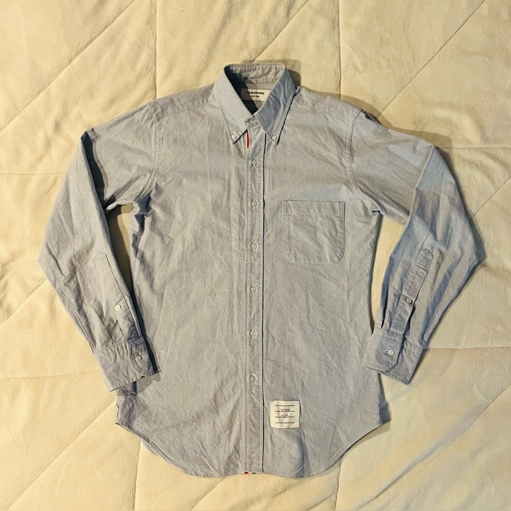 Thom Browne New York Oxford Blue Button Shirt Size 2 Small